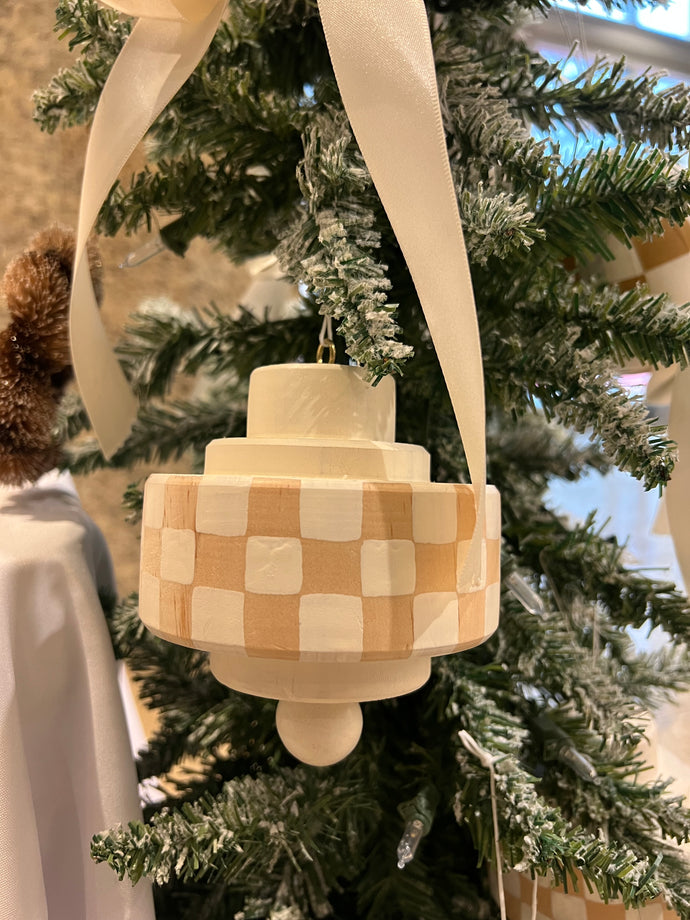 Checkered Wood Ornament