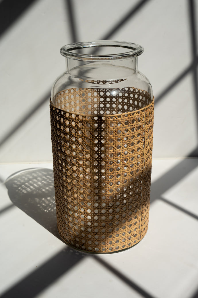 Glass Vase With Cane Sleeve