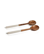 Load image into Gallery viewer, Wood Server Set With White Resin Handle
