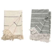 Load image into Gallery viewer, Striped Throw with Fringe, 2 Styles
